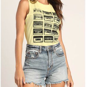 The Knockout Light Wash High-Rise Distressed Cutoff Shorts DAZE DENIM